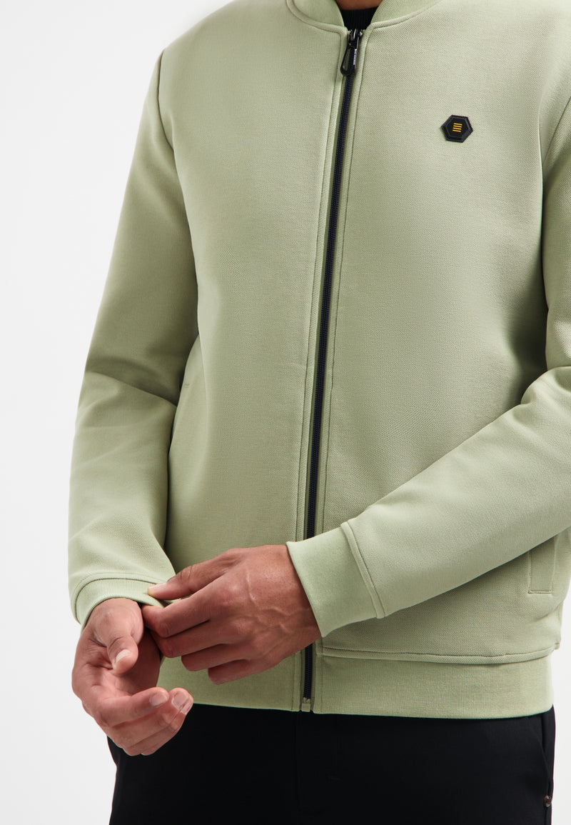 Piqué cardigan | Light Moss