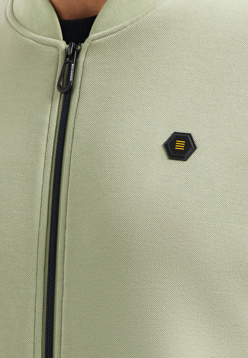 Piqué cardigan | Light Moss