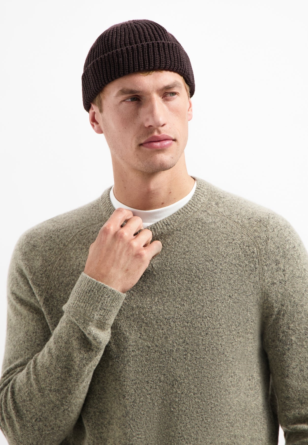 Melange wool jumper | Sand