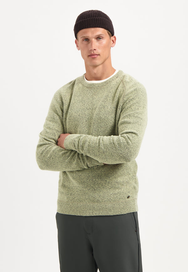 Melange wool jumper | Light Moss