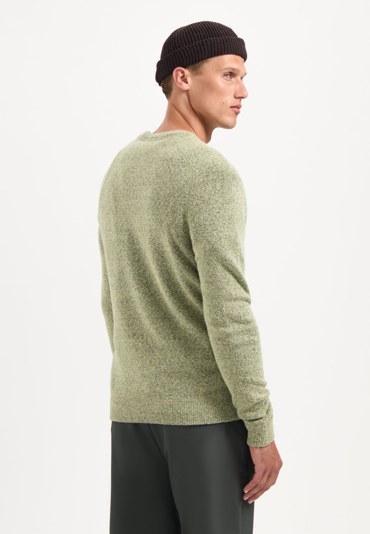 Melange wool jumper | Light Moss