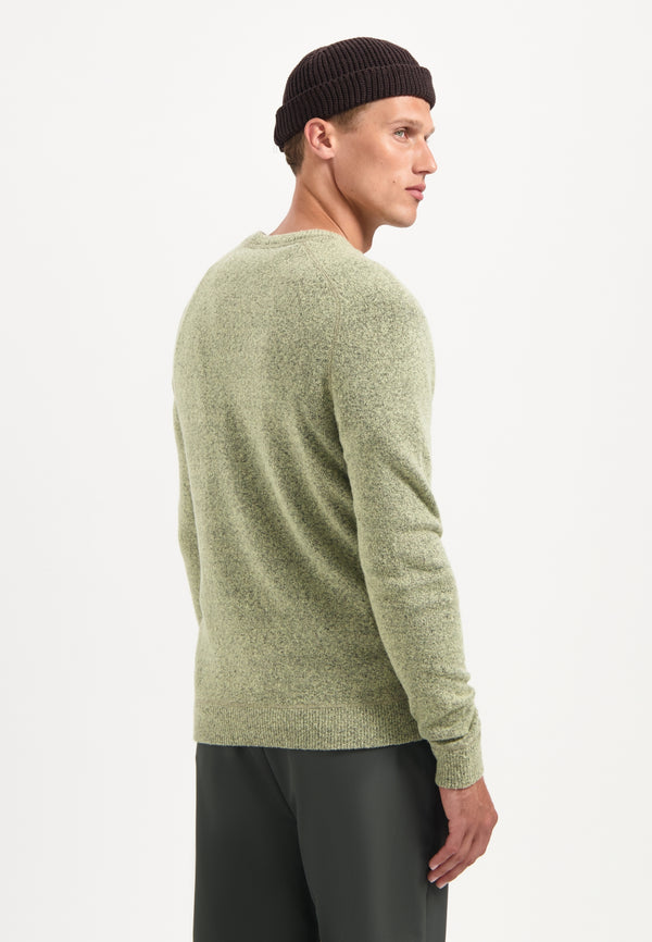 Melange wool jumper | Light Moss