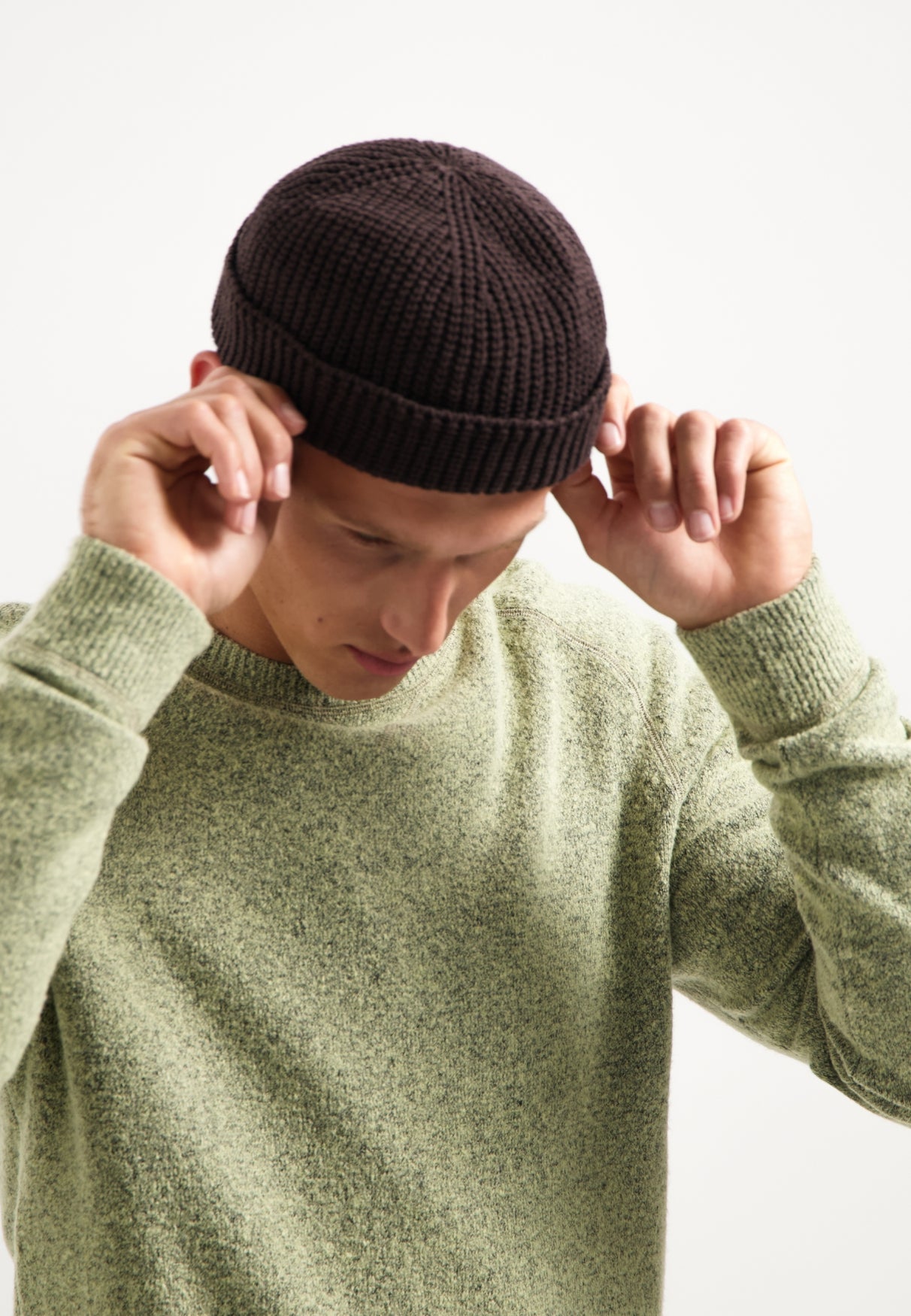 Melange wool jumper | Light Moss