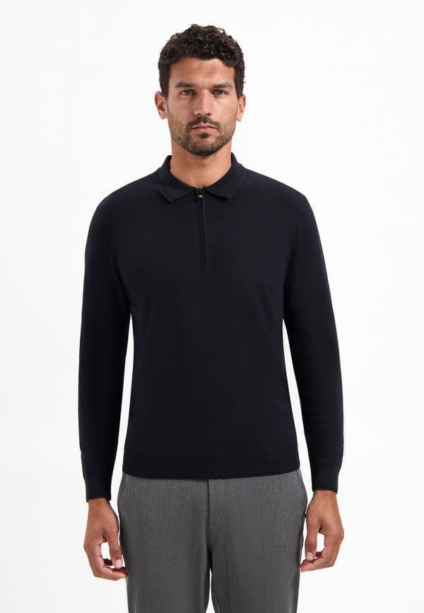 Half-zip polo jumper | Black
