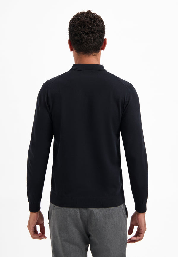 Half-zip polo jumper | Black