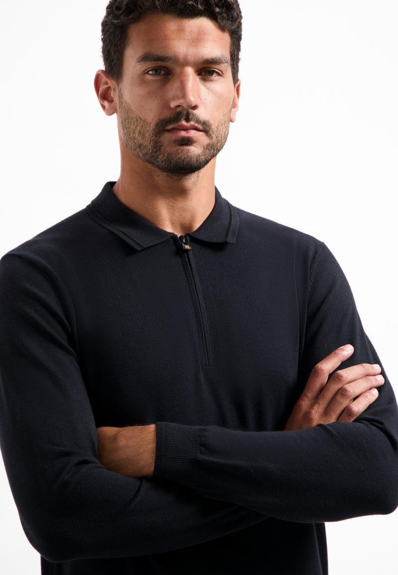 Half-zip polo jumper | Black