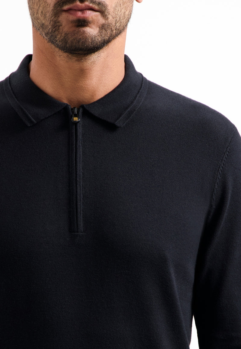 Half-zip polo jumper | Black