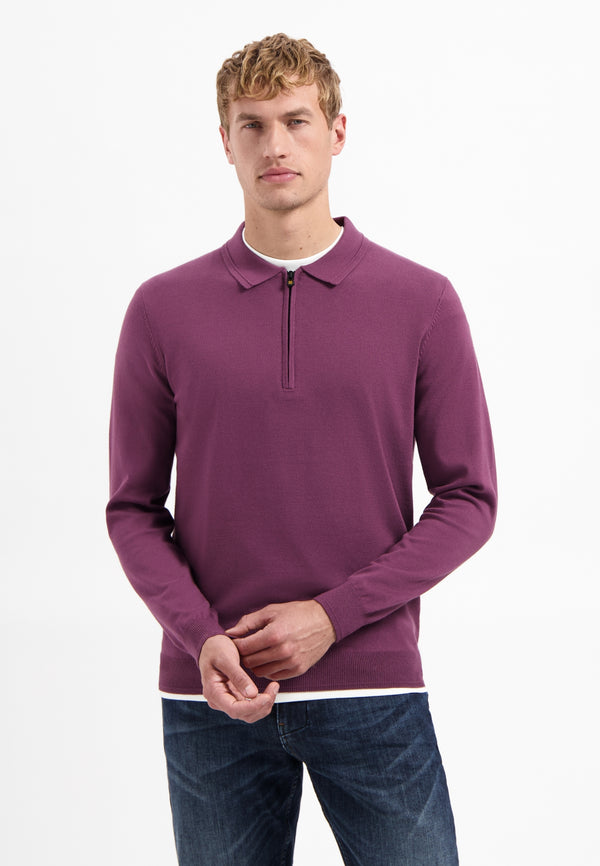 Half-zip polo jumper | Dark Wine