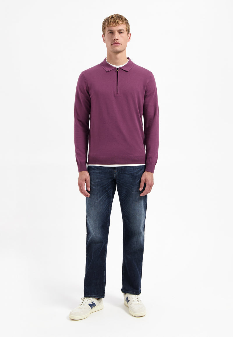 Half-zip polo jumper | Dark Wine