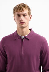 Half-zip polo jumper | Dark Wine