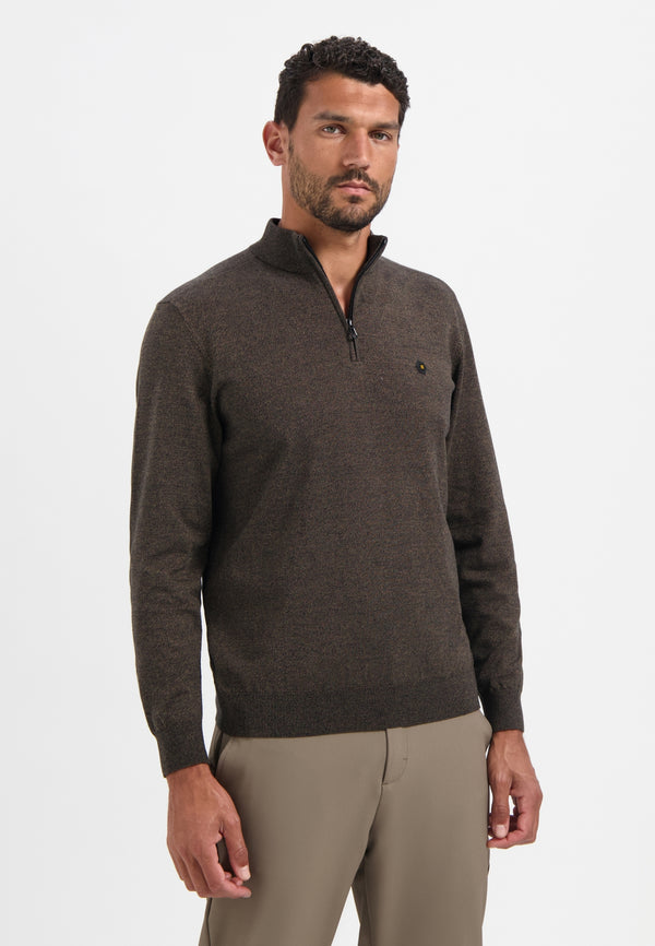 Half-zip melange jumper | Taupe