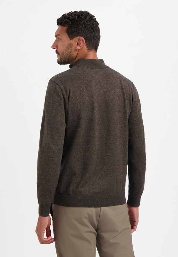 Half-zip melange jumper | Taupe