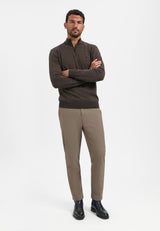 Half-zip melange jumper | Taupe