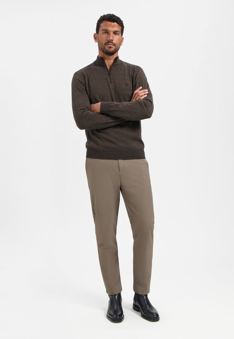 Half-zip melange jumper | Taupe