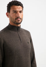 Half-zip melange jumper | Taupe