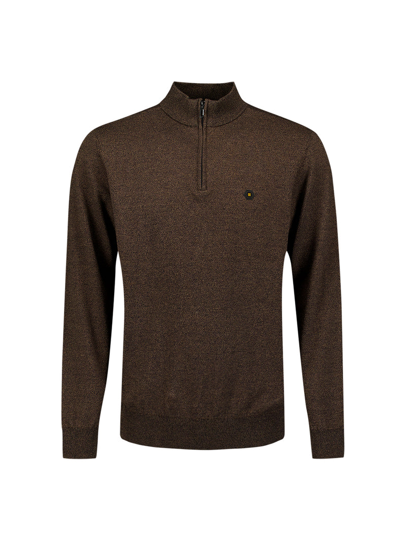 Half-zip melange jumper | Taupe