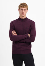 Half-zip melange jumper | Dark Wine