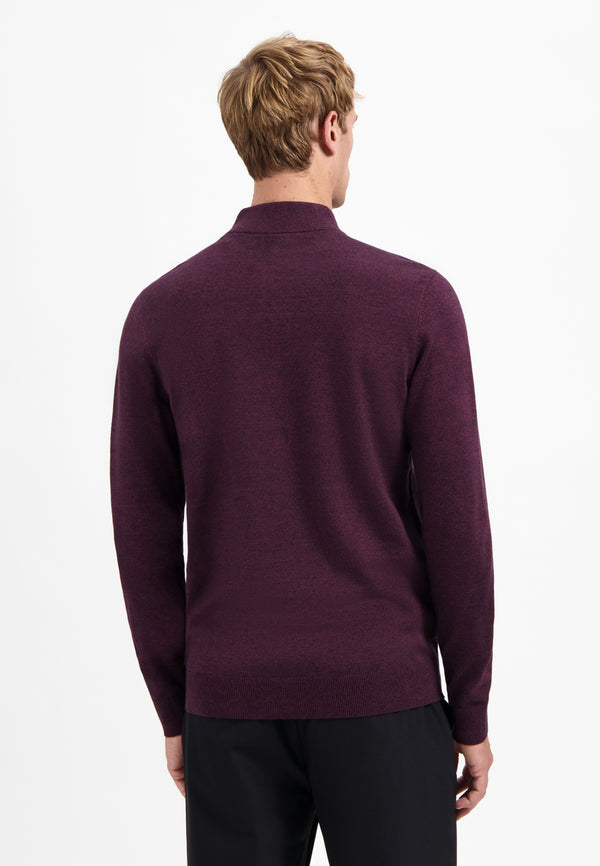 Half-zip melange jumper | Dark Wine