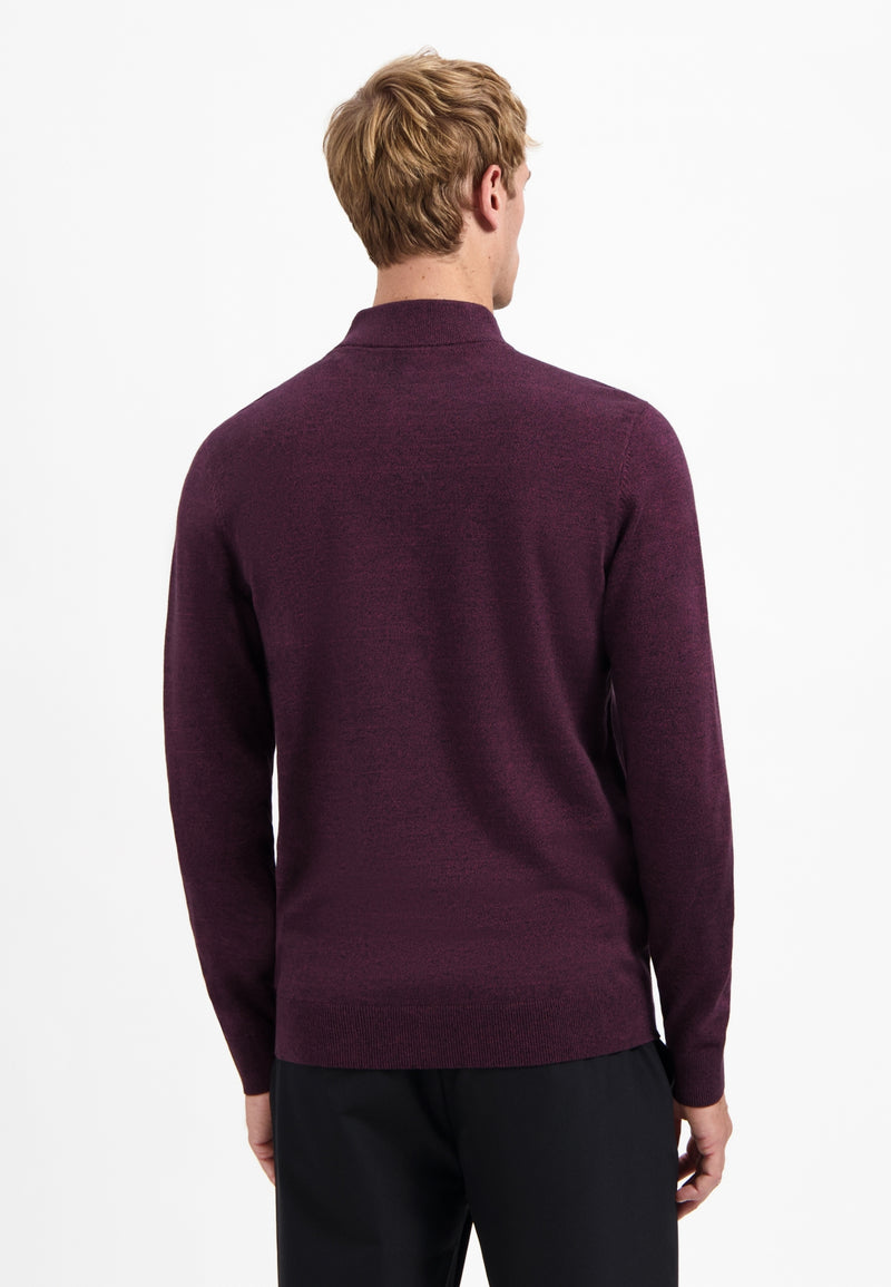 Half-zip melange jumper | Dark Wine