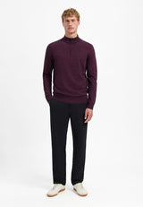 Half-zip melange jumper | Dark Wine