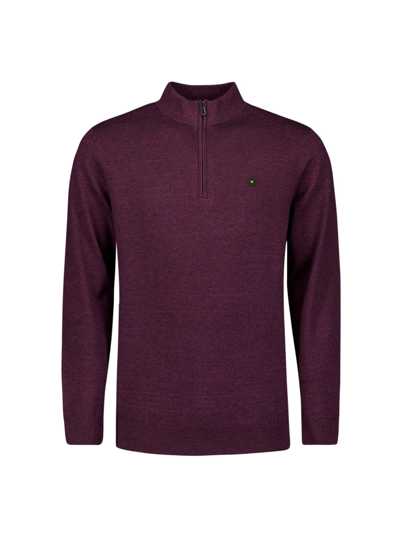 Half-zip melange jumper | Dark Wine