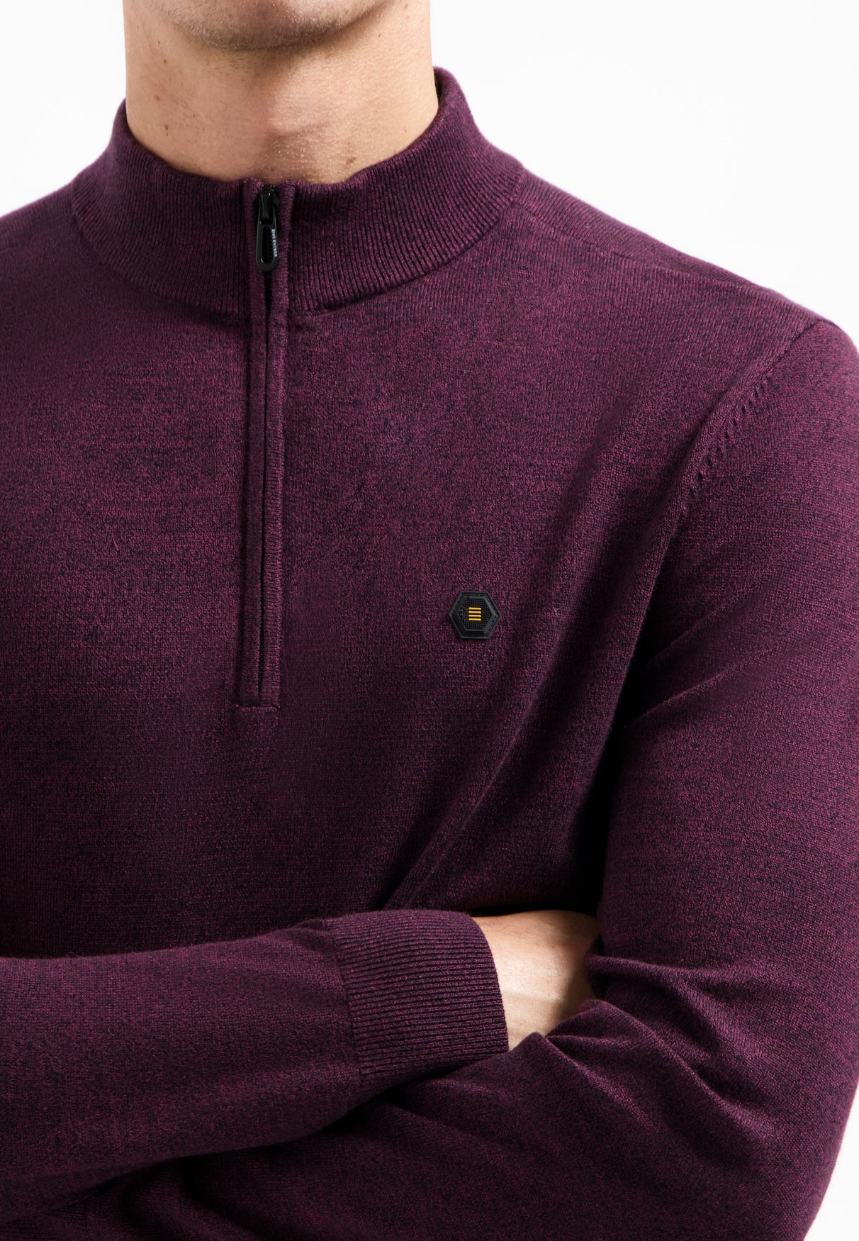 Half-zip melange jumper | Dark Wine