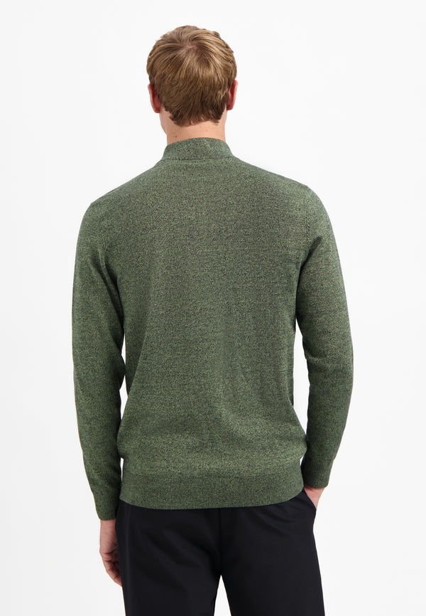 Half-zip melange jumper | Light Moss