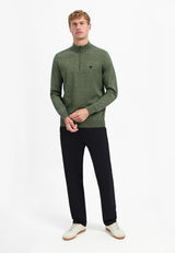 Half-zip melange jumper | Light Moss