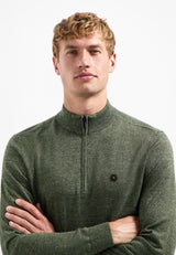 Half-zip melange jumper | Light Moss