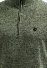 Half-zip melange jumper | Light Moss