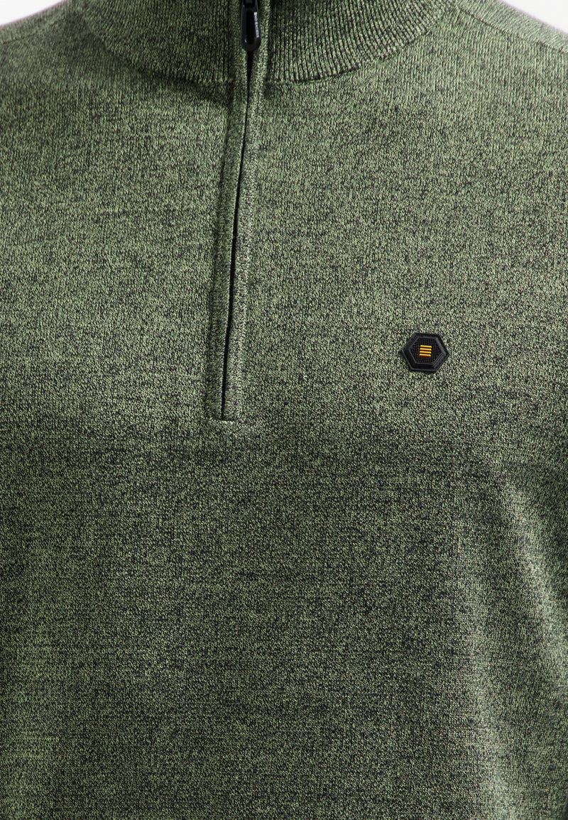 Half-zip melange jumper | Light Moss