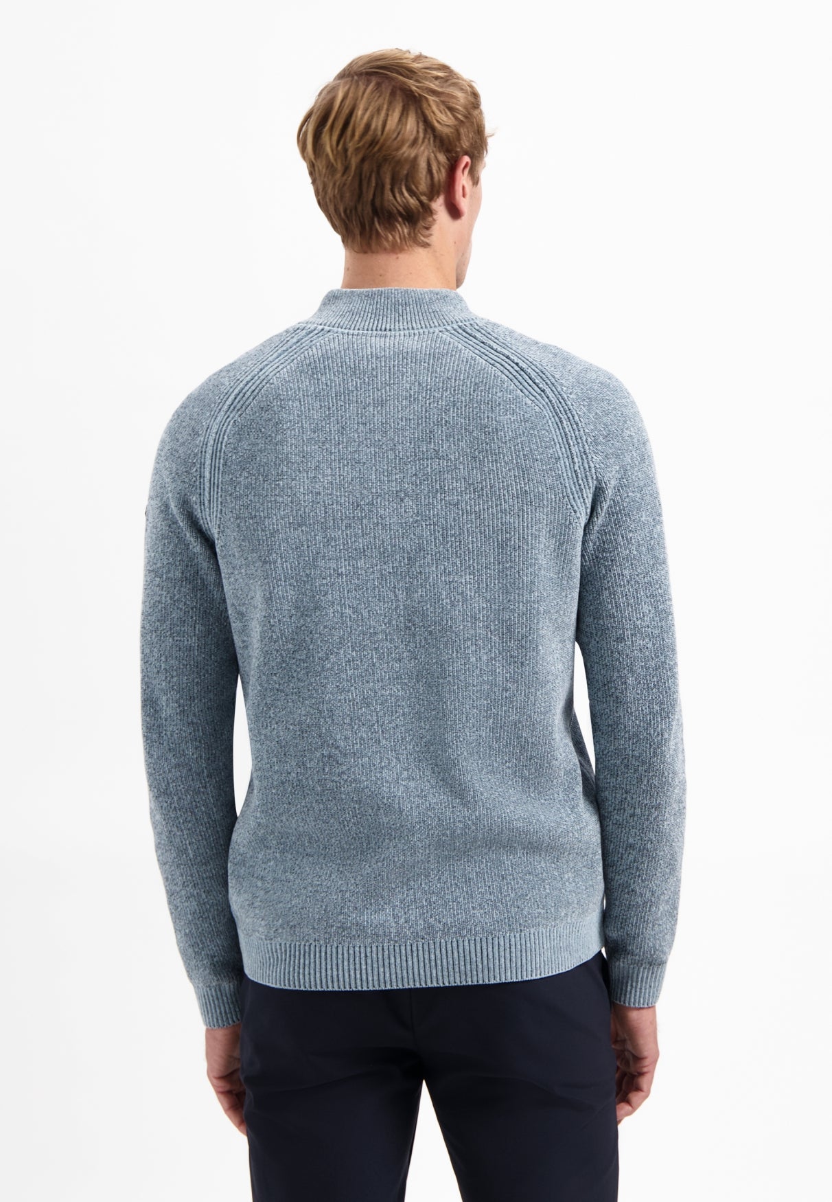 Half-zip melange jumper | Dusty Blue