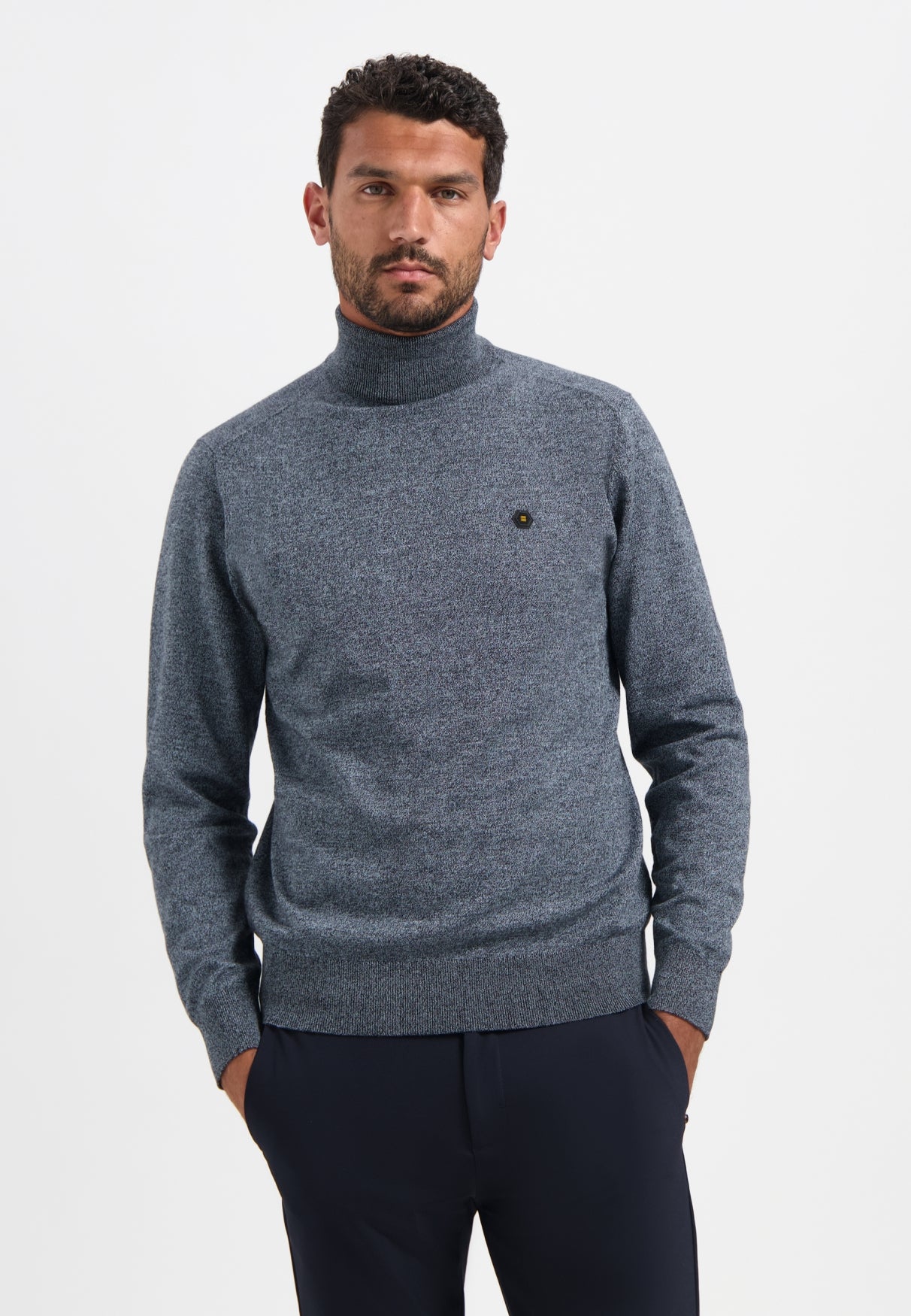 Melange Turtleneck jumper | Dusty Blue