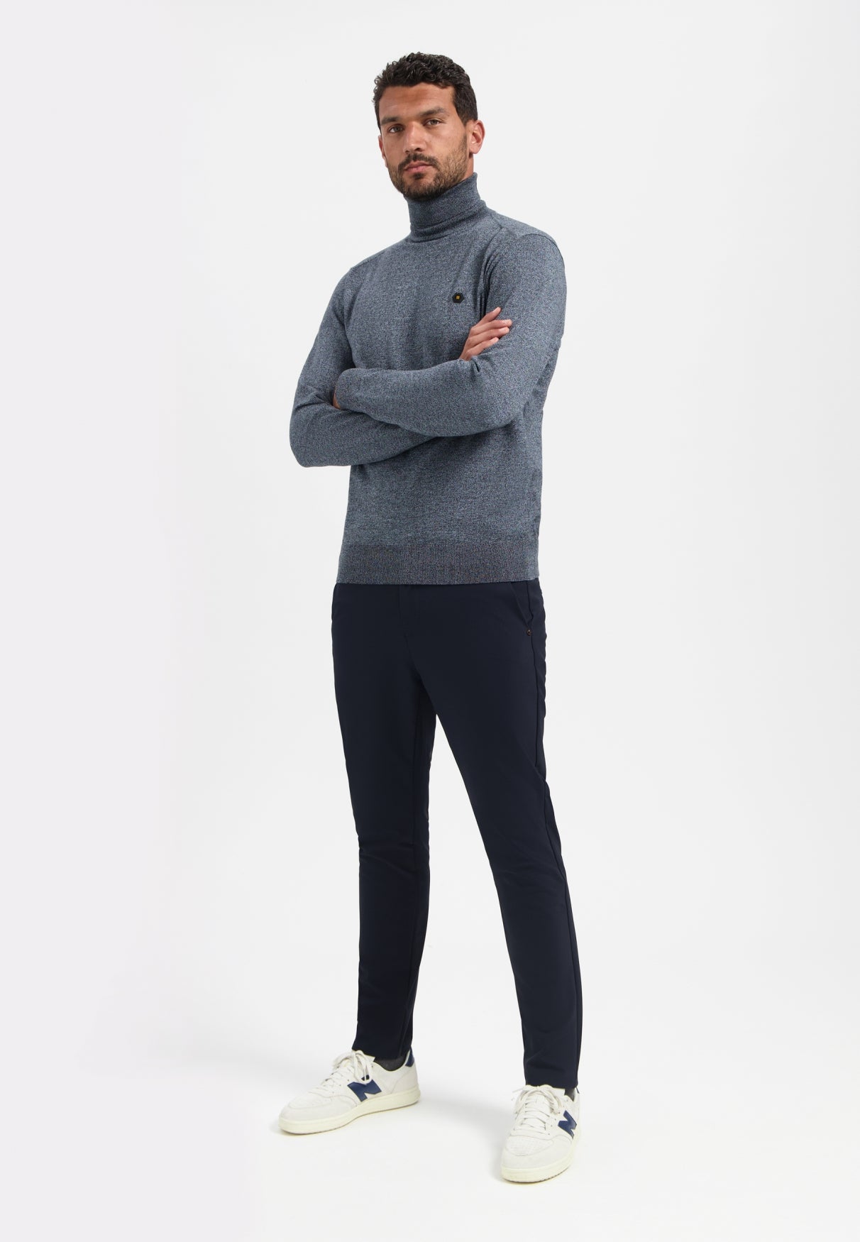Melange Turtleneck jumper | Dusty Blue