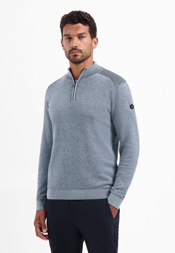 Textured half-zip jumper | Dusty Blue