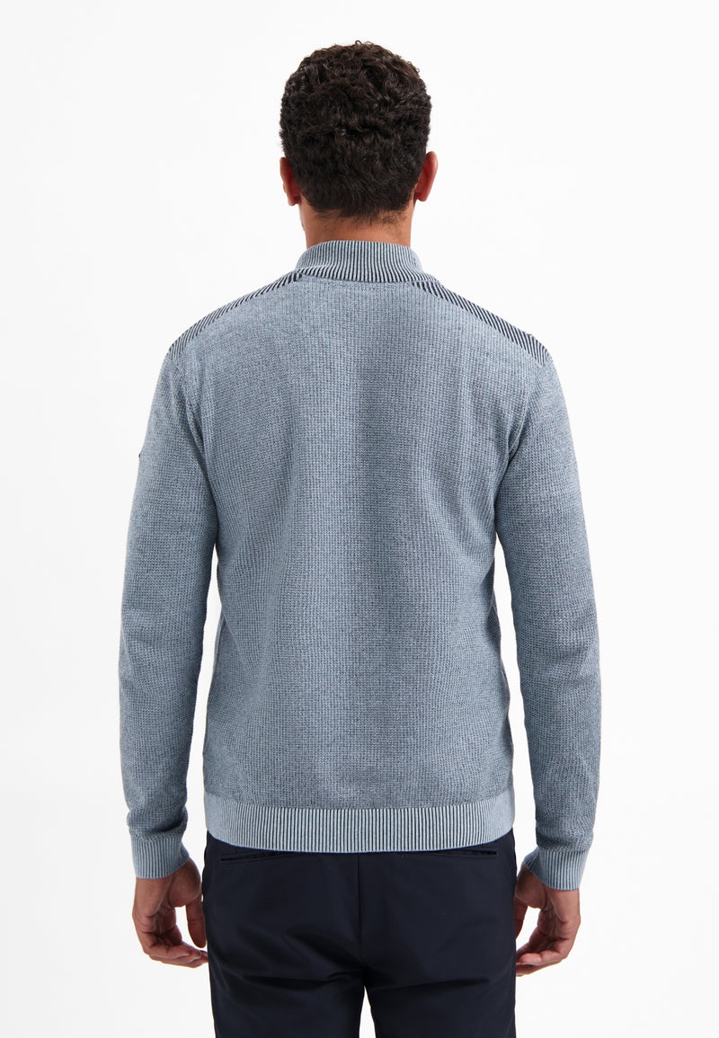 Textured half-zip jumper | Dusty Blue