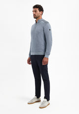 Textured half-zip jumper | Dusty Blue
