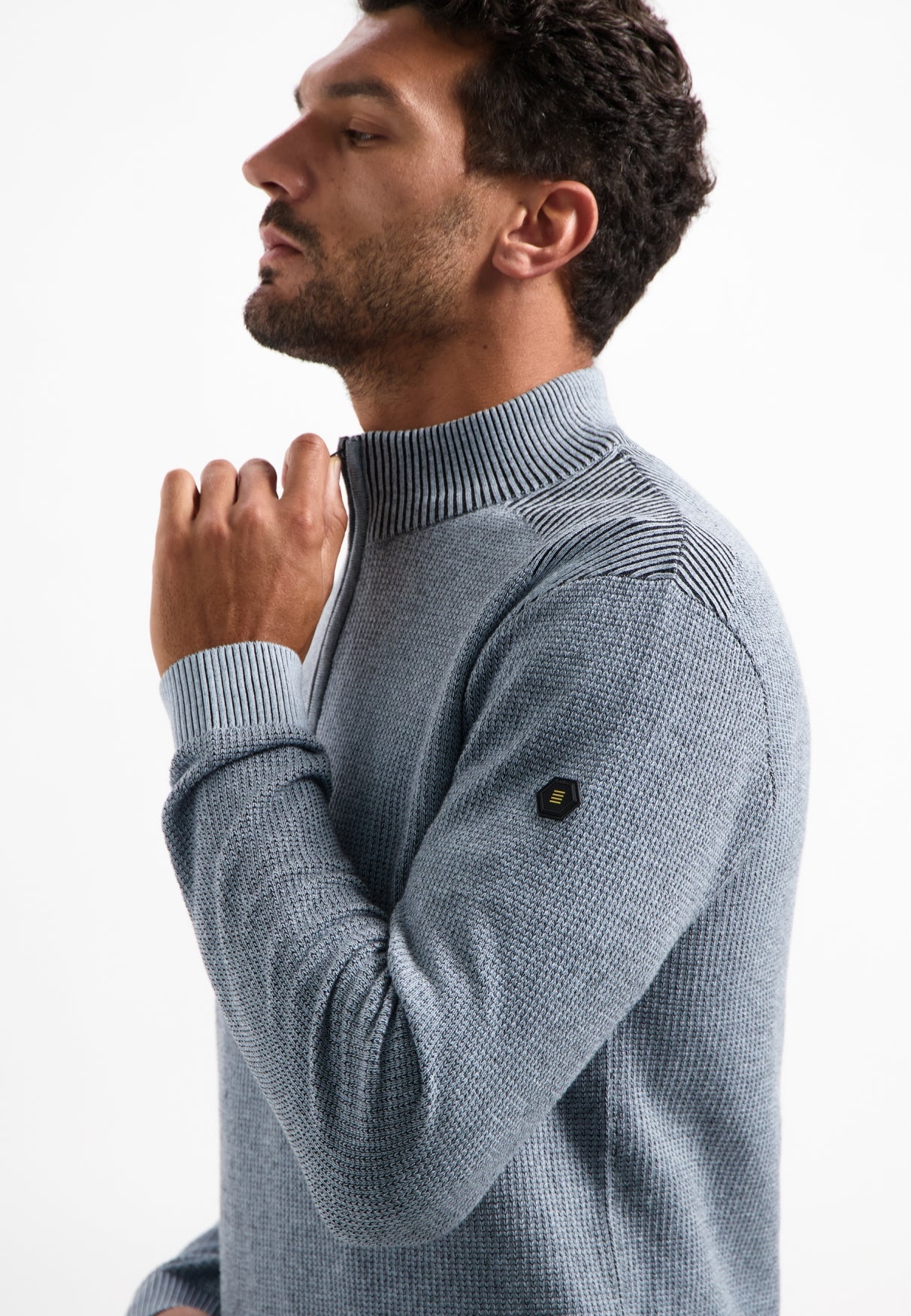 Textured half-zip jumper | Dusty Blue