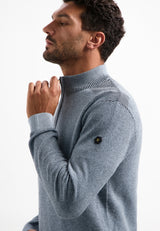 Textured half-zip jumper | Dusty Blue