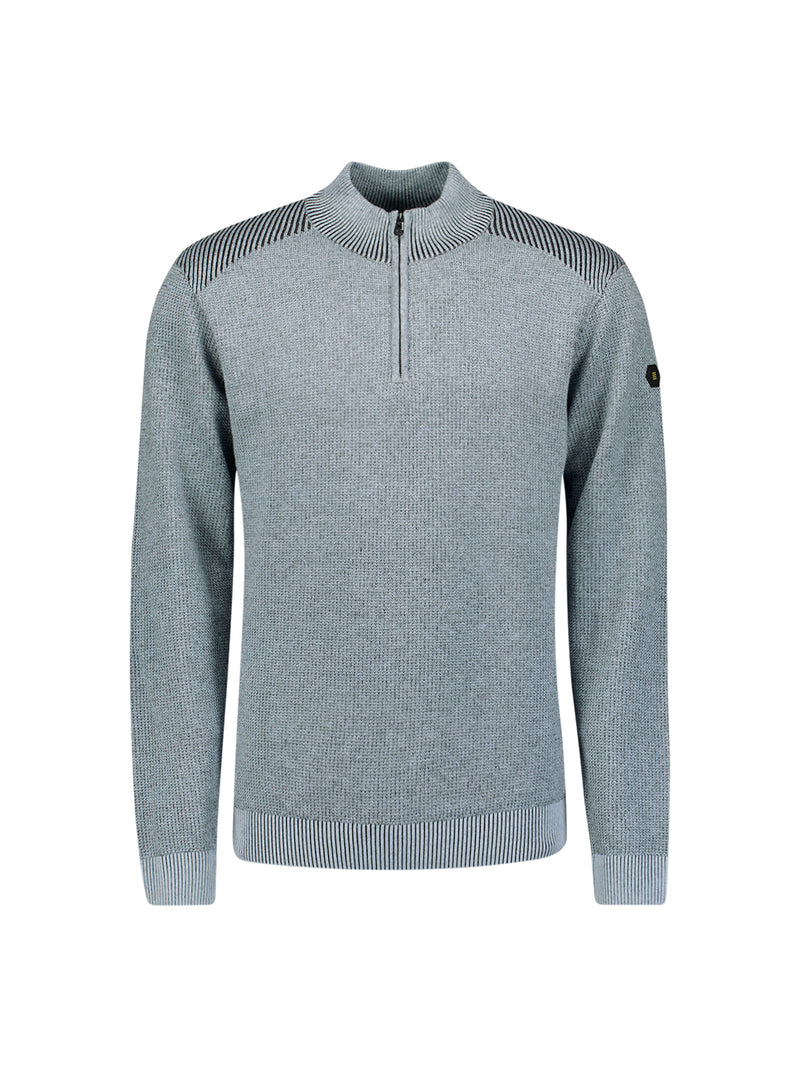 Textured half-zip jumper | Dusty Blue