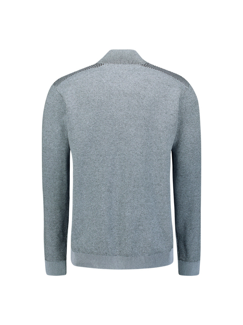 Textured half-zip jumper | Dusty Blue