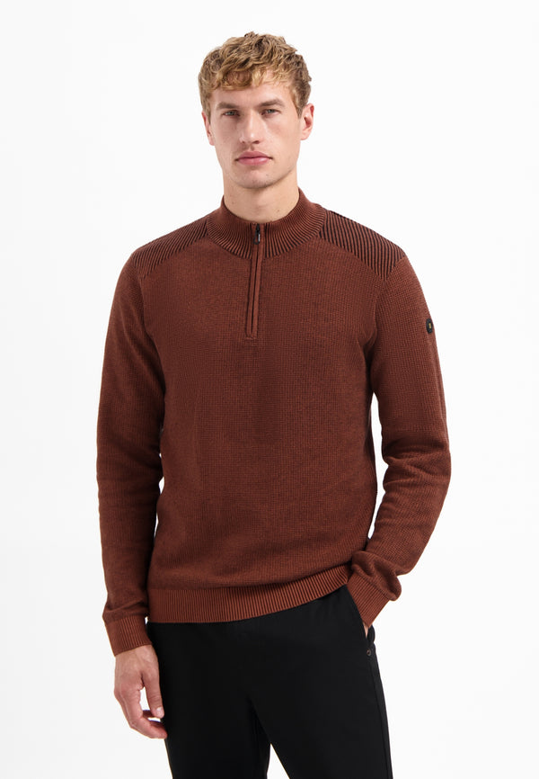 Textured half-zip jumper | Terra