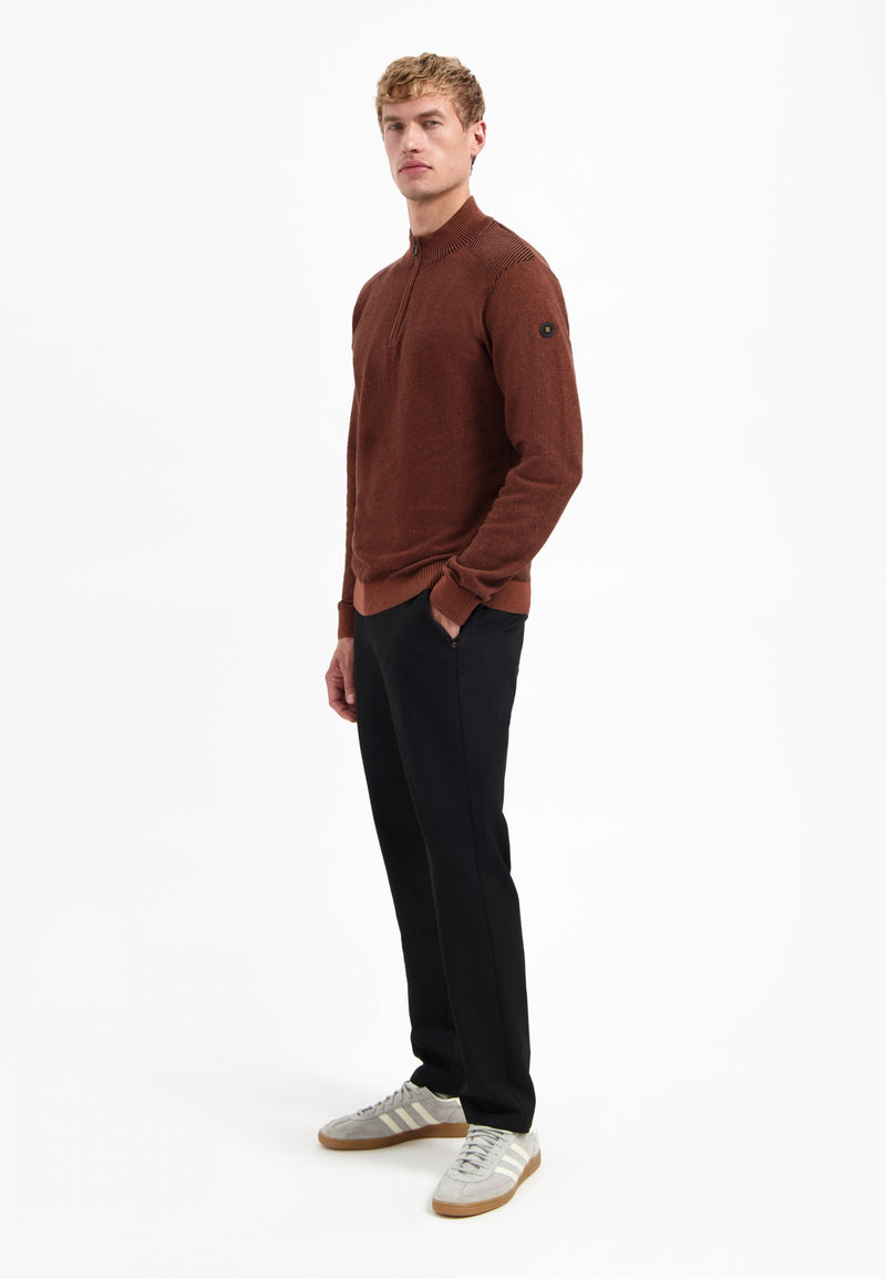 Textured half-zip jumper | Terra