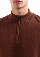 Textured half-zip jumper | Terra