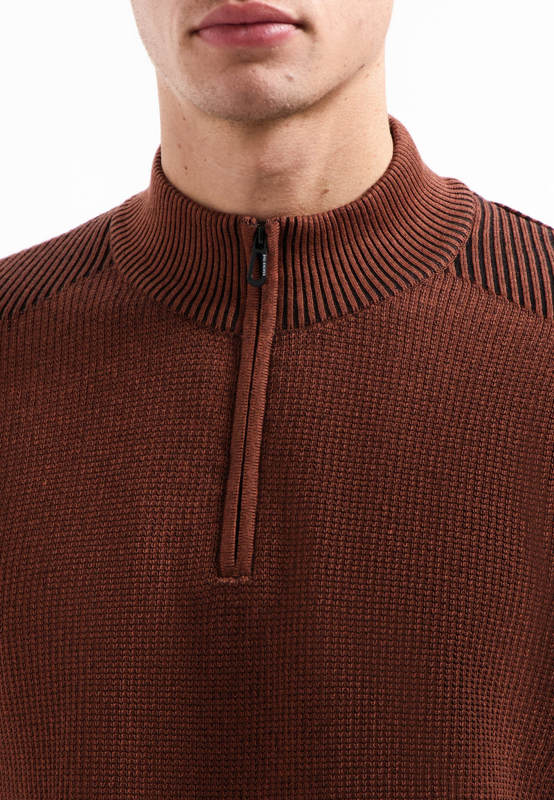 Textured half-zip jumper | Terra