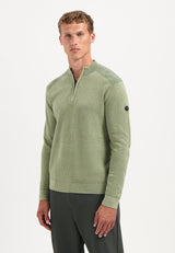 Textured half-zip jumper | Light Moss