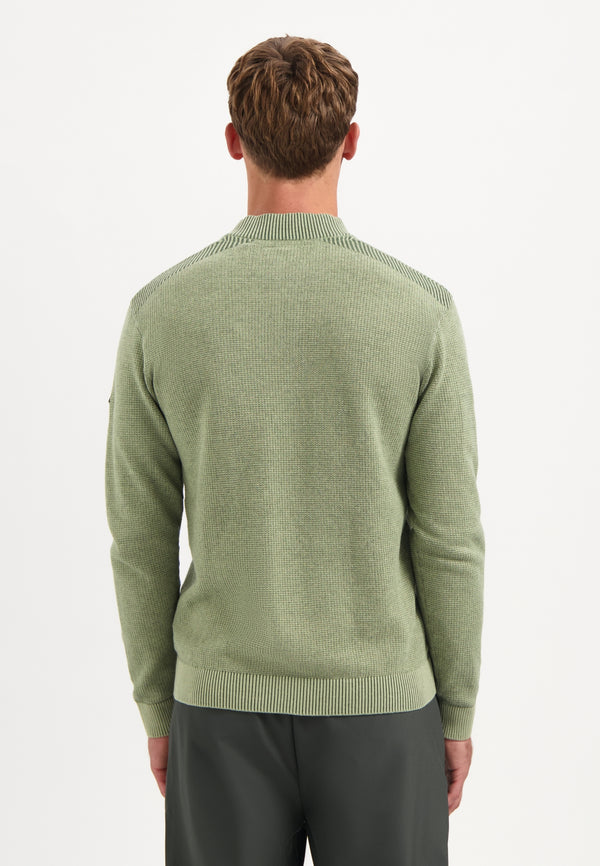 Textured half-zip jumper | Light Moss