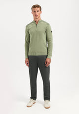 Textured half-zip jumper | Light Moss