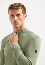 Textured half-zip jumper | Light Moss