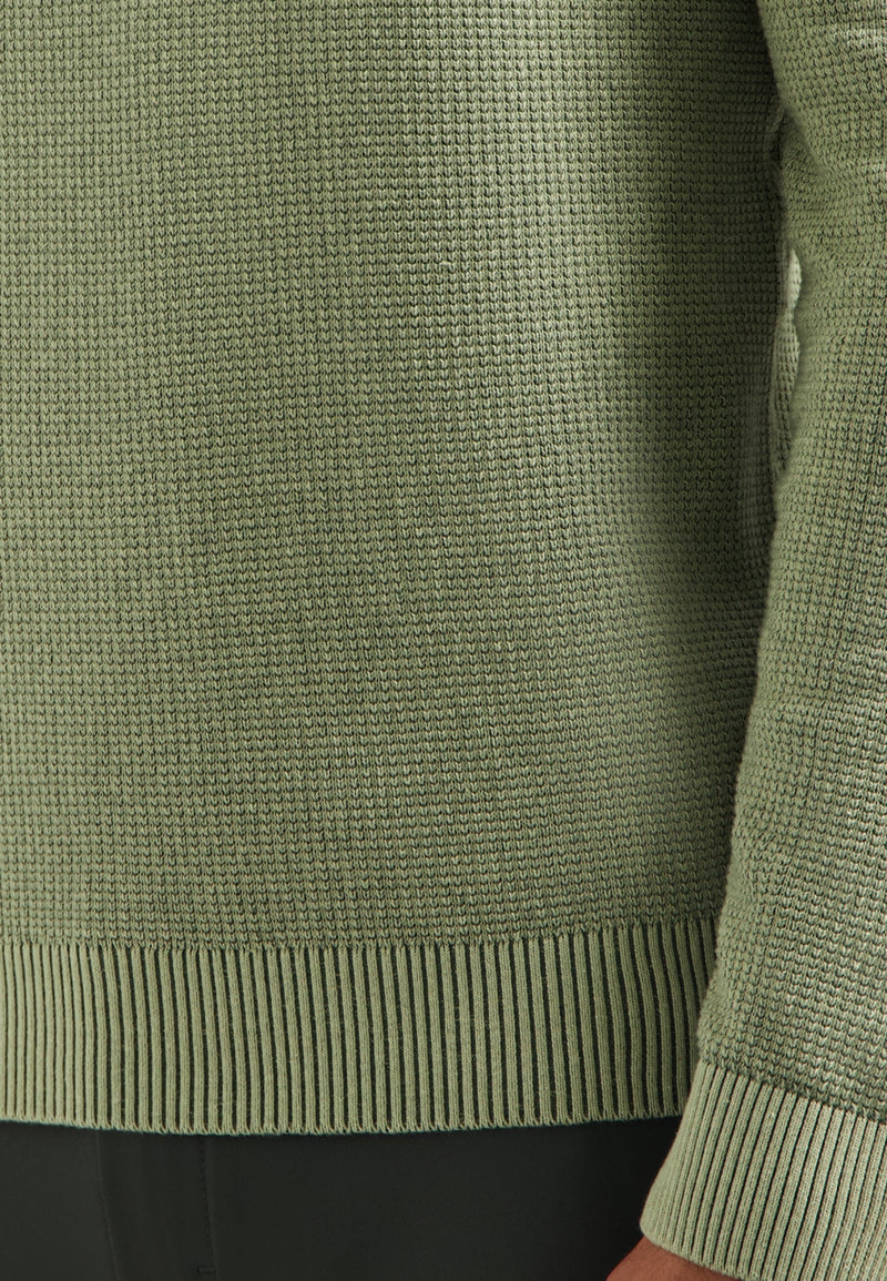 Textured half-zip jumper | Light Moss